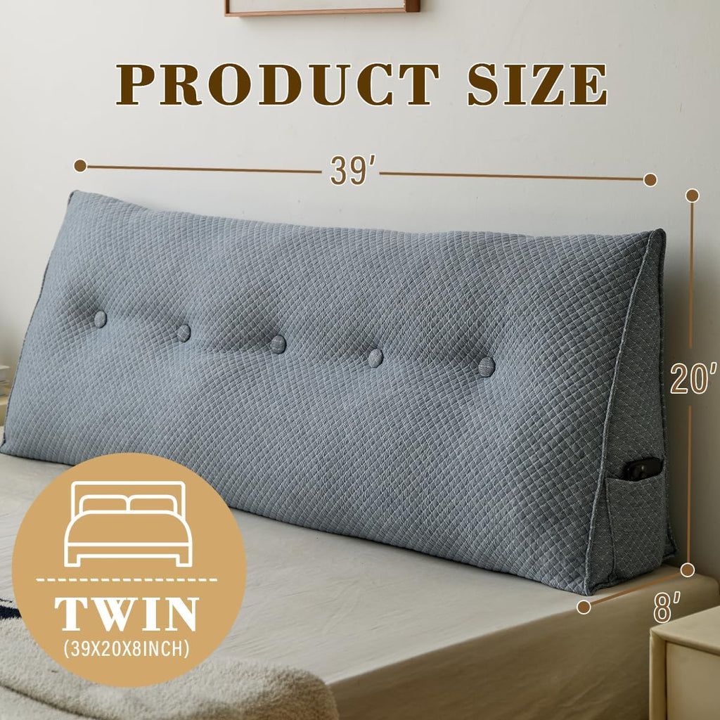 ZTVZTV Wedge Headboard Pillow for Bed, Twin Dorm Headboard Pillow Support for Sitting Up, Reading, Relaxing, Bolster Pillow with Rem…