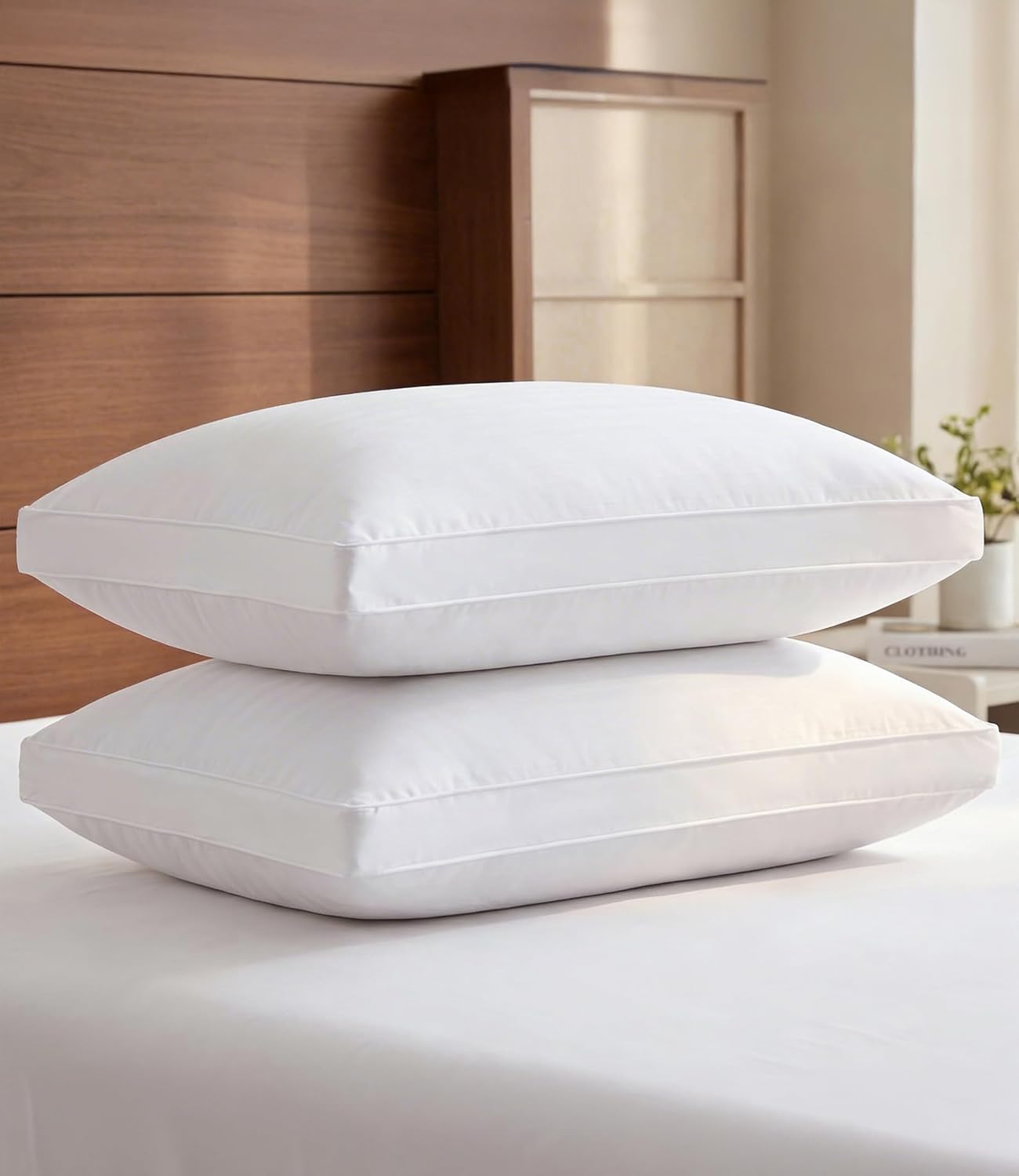 CGKUnlimited Bed Pillows for Sleeping Queen Size Set of 2 - Super Soft & Fluffy w/ Down Alternative Filling - Hotel Luxury Quality, Gussete…