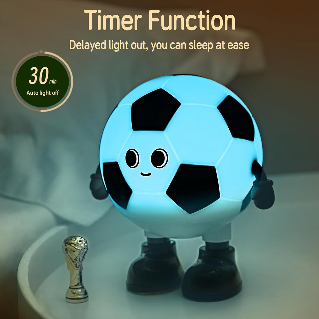 Soccer Night Light, 7 Colors Dimmable Bedside Lamp, Touch Control Night Lamp with Timer for Kids Adults, Used for Camping Party Room…