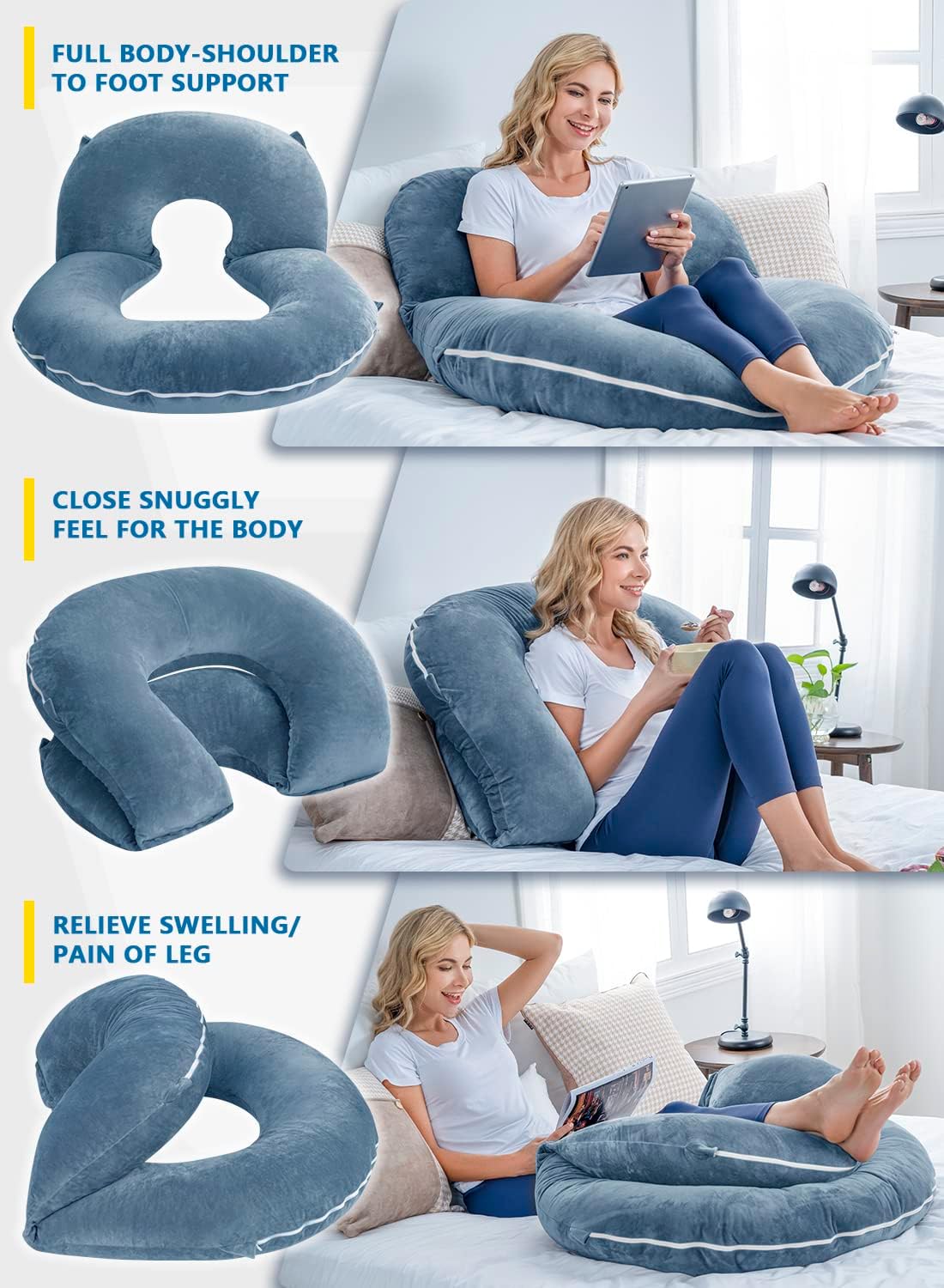 Insen Reading Pillow, Back Pillow for Sitting in Bed for Reading, Nurse & Relax, Reading Pillow for Adults, Moms & Kids, Sit Up Pillow for…