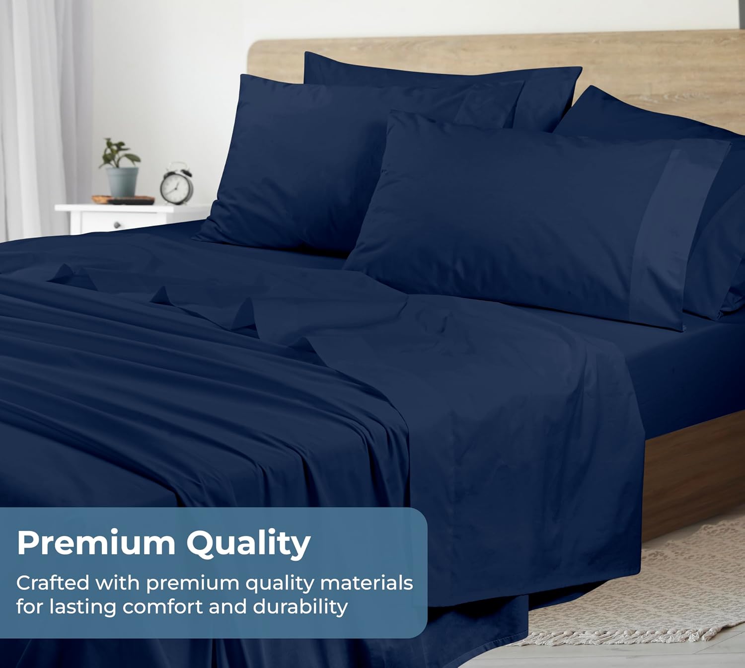 Royalelinens ROYALE LINENS 100% Organic Cotton Full Sheet Set - Percale Weave - 4 Pieces Set - 1 Flat, 1 Deep Pocket Fitted Sheet and 2 Pil…