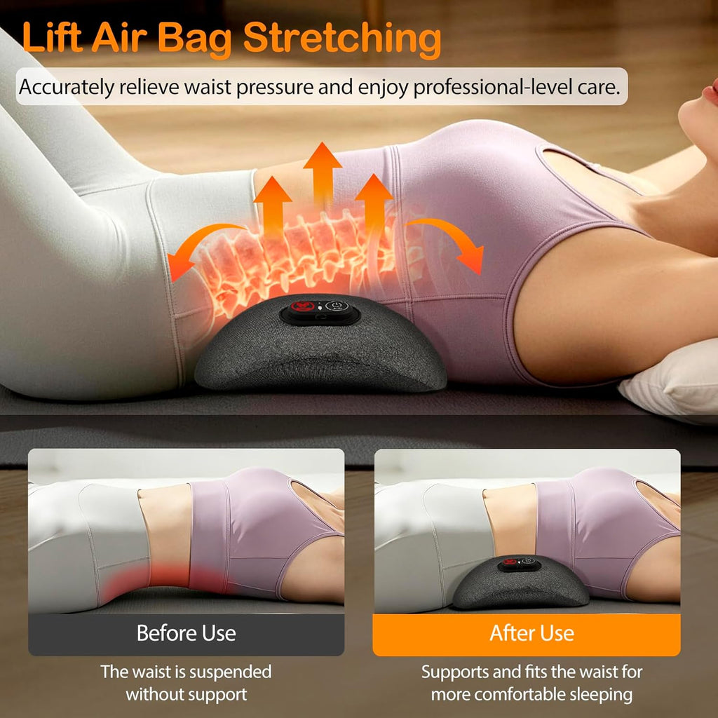 Walfite 2026 Upgraded Smooth Triple 3-in-1 Lumbar Support Pillow – Portable Electric Back Massager with Heat, Vibration & Stretching for Hom…