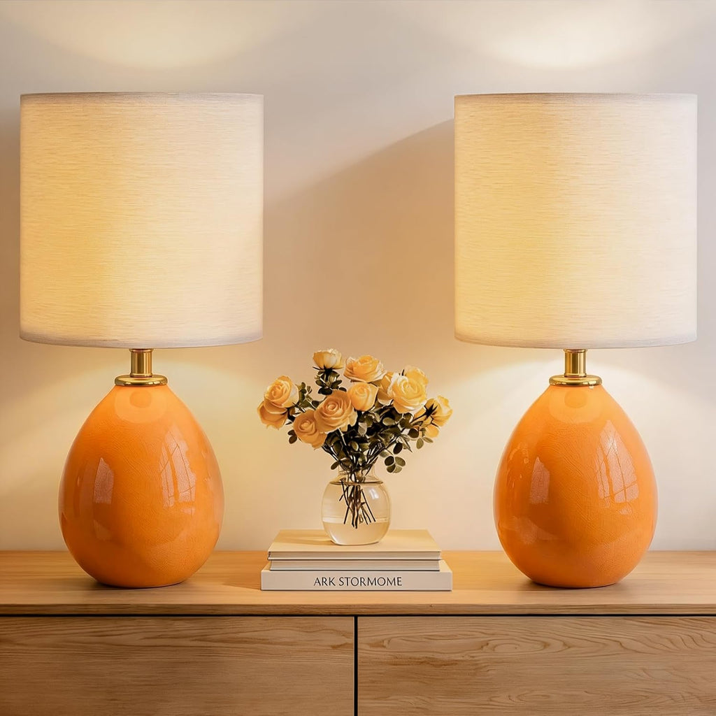 Dawnwake 18.5" Table Lamp Set of 2 for Living Room Bedroom, Bedside Lamps for Night Stands, Desk Nightstand Lamp Dimmable, Modern Linen…