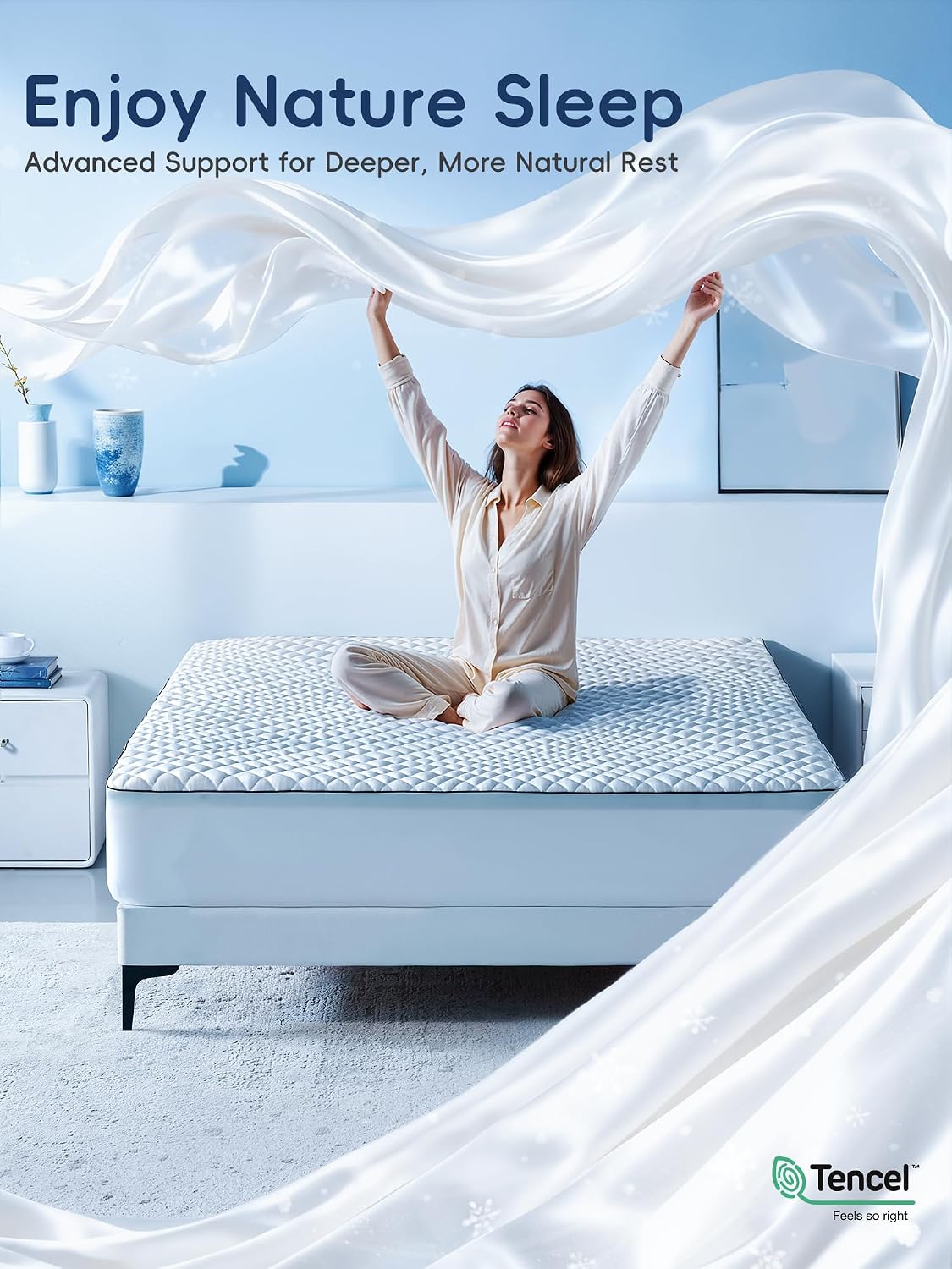 Masionbackyards Dual Layer Memory Foam Mattress Topper King, Gel Memory Foam and Cooling Pillow Top Mattress Pad Cover for Pressure Relief a…