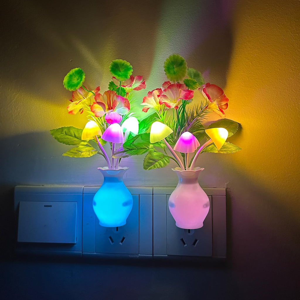 Sensor LED Night Light, Color Changing Flower Night Light Plug-in Wall Based Mushroom Lamp, Gift for Kids Adults, Cute Flower Nursery…