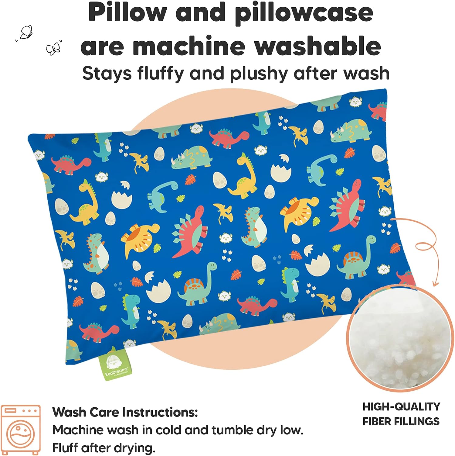 Toddler Pillow with Pillowcase - 13x18 My Little Dreamy Kids Travel Bed Pillows for Sleeping, Organic Cotton Small Pillowcase, Soft &…