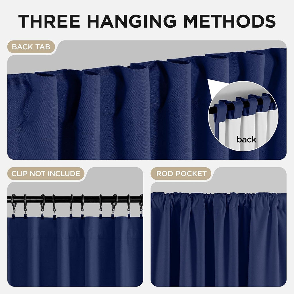 Joydeco Navy Blue Curtains 84 Inch Length - Thermal Insulated Room Darkening Drapes 2 Panels Set, Rod Pocket & Back Tab Noise Reducing Blac…