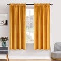 MIULEE Mustard Yellow Velvet Curtains Thermal Insulated Blackout Curtain Fall Drapes for Bedroom Living Room Darkening 63 Inches Long…