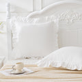 Qilunn Vintage Off White Ruffle Euro Shams Shabby Farmhouse Pillow Cover 100% Washed Cotton Pillowcases Set of 2-26"x26" White 2pcs Cotton…