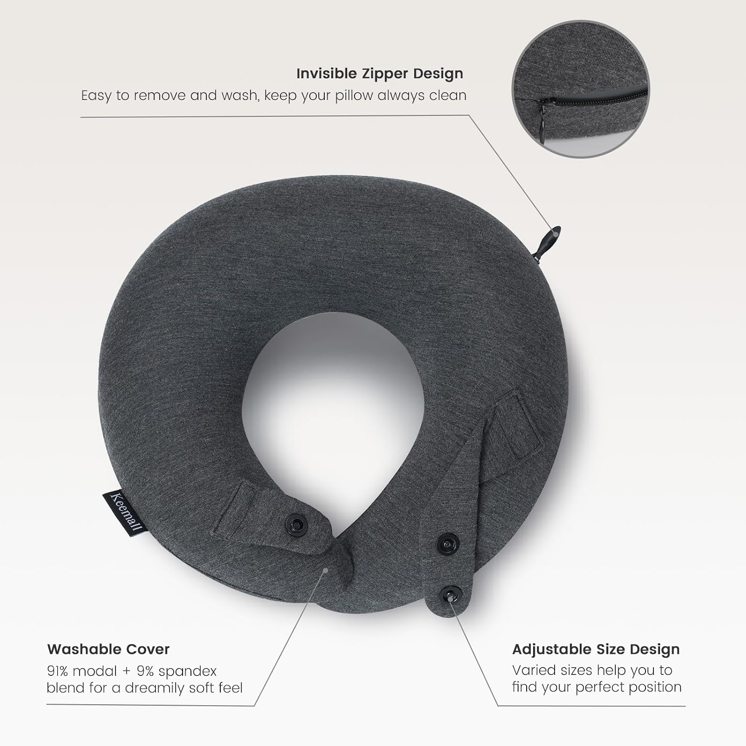 Keemall Inflatable Neck Pillow, Premium Travel Neck Pillow for Airplane Headrest Sleep - 3rd Generation, Double Comfort Plane Pillow for…