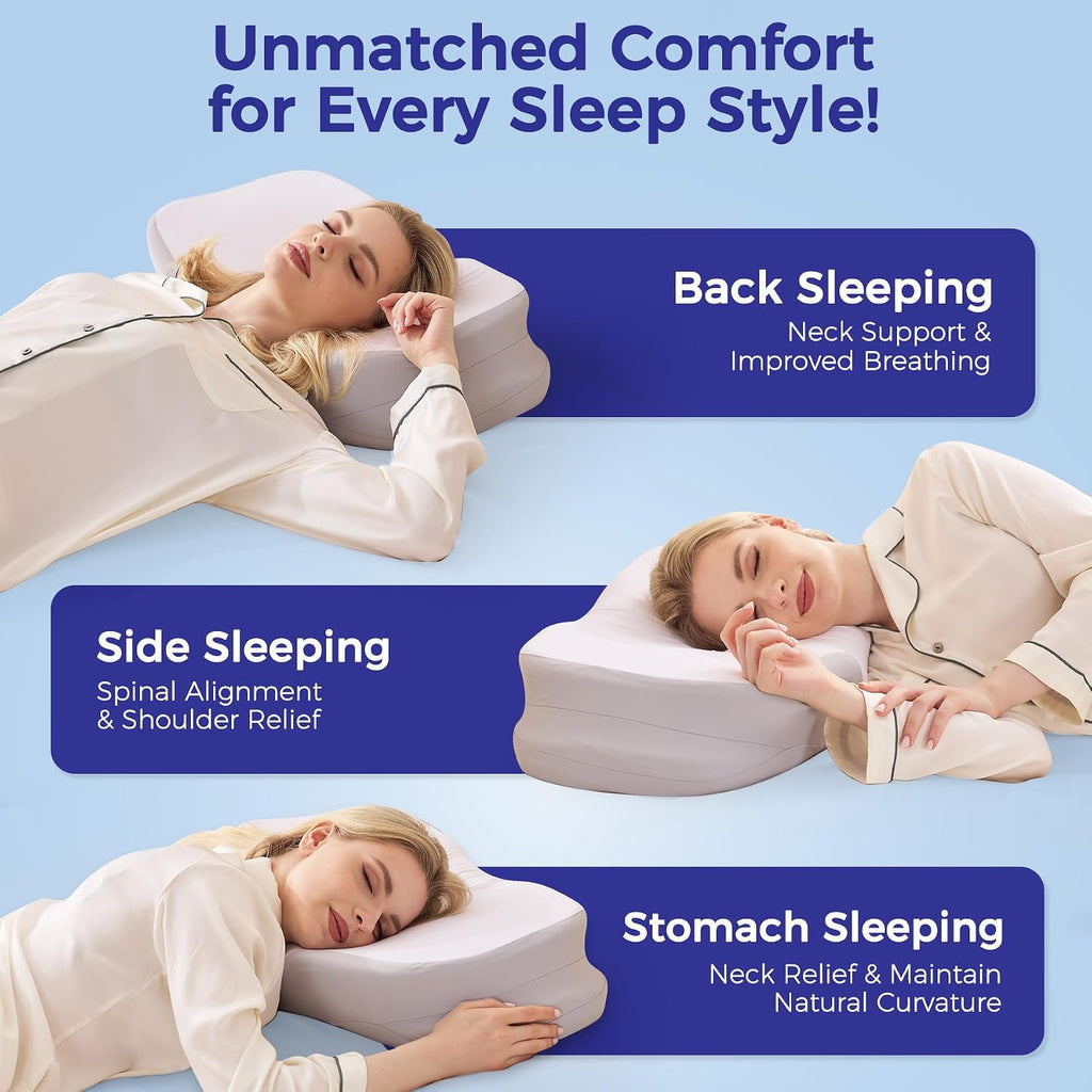 Nappixel Cervical Neck Pillow for Sleeping, Ergonomic Side Sleeper Pillow, Memory Foam Pillows for Neck and Shoulder, Removable Washable C…