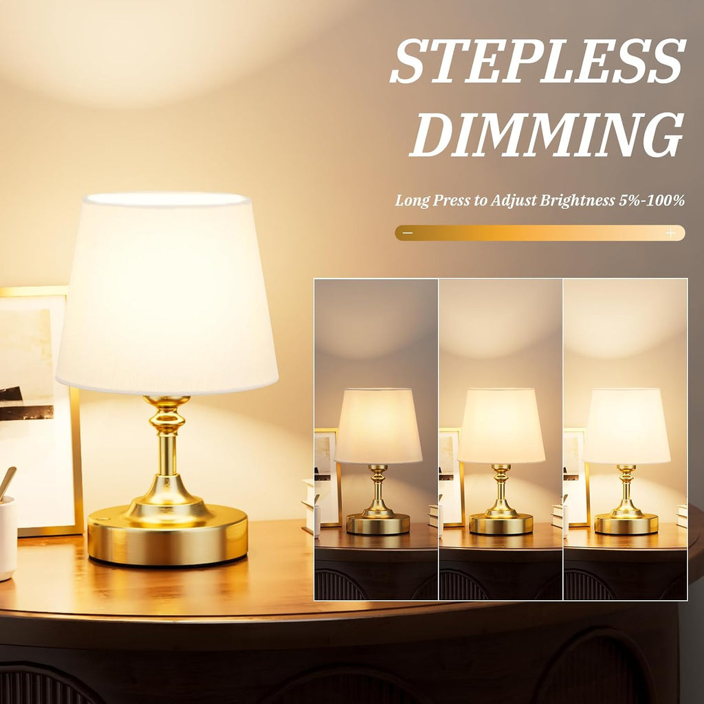 Kakanuo Mini Cordless Table Lamp Gold - 1 Pack 4000mAH Battery Operated Lamp for Decor, 3000K Stepless Dimming Touch Control Rechargeable…
