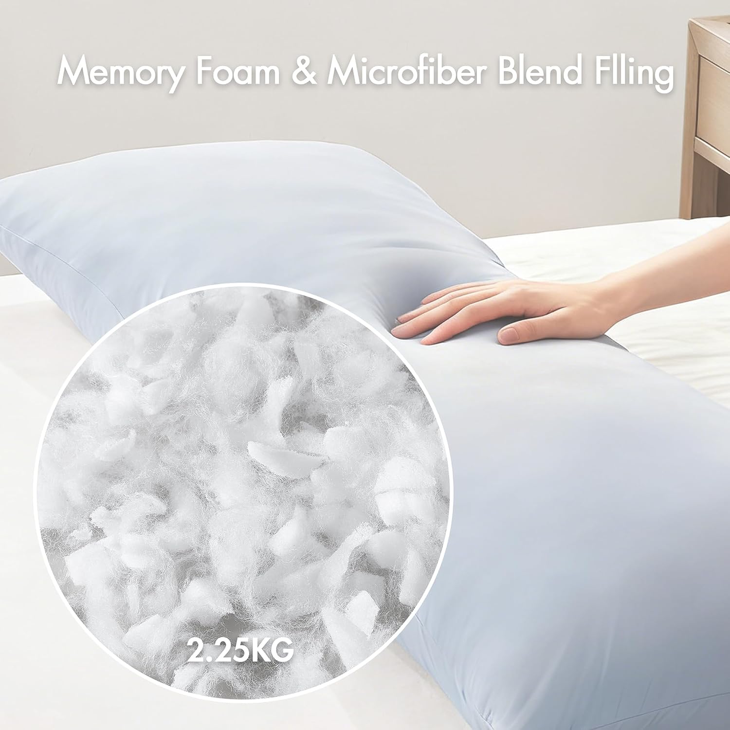 Madisonpark Madison Park Cooling Body Pillow for Side Sleepers & Hot Sleepers, 20"x54" Full Body Pillow with Memory Foam Fill, Pregnancy &…