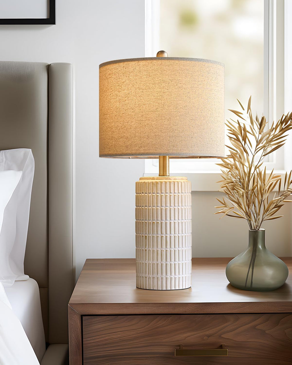 PoKat 23'' Bedside Table Lamp for Bedroom Nightstands, Birthday Gifts for Women Mom, House Warming Gifts New Home Decor, Ceramic Desk…