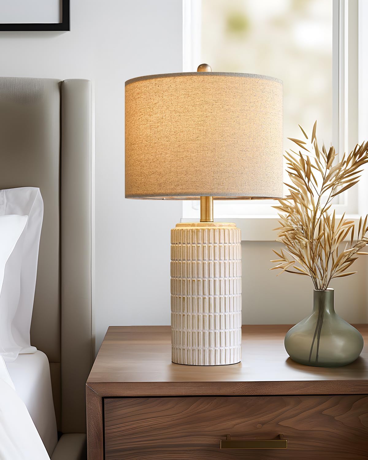 PoKat 23'' Bedside Table Lamp for Bedroom Nightstands, Birthday Gifts for Women Mom, House Warming Gifts New Home Decor, Ceramic Desk…
