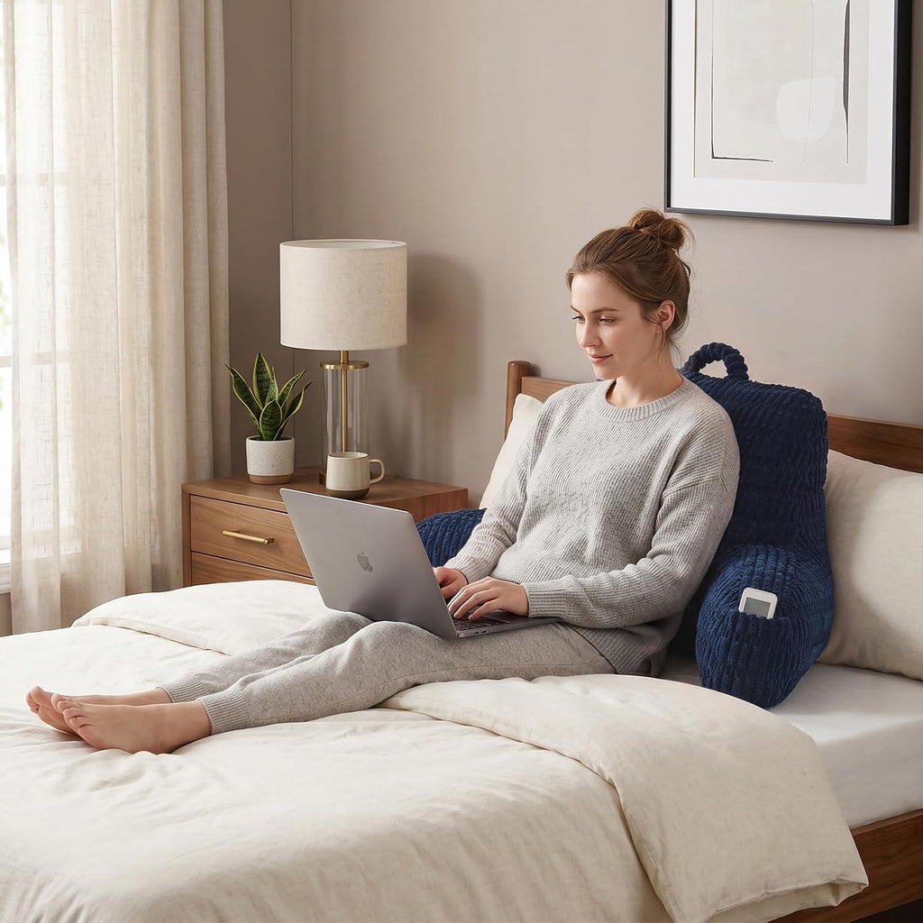 Pajeo Extra Large Sitting Pillow for Bed,19" Reading Pillow for Sitting Up with Arms, Oeko-TEX Certified Sturdy Backrest for Couch & Floor S…