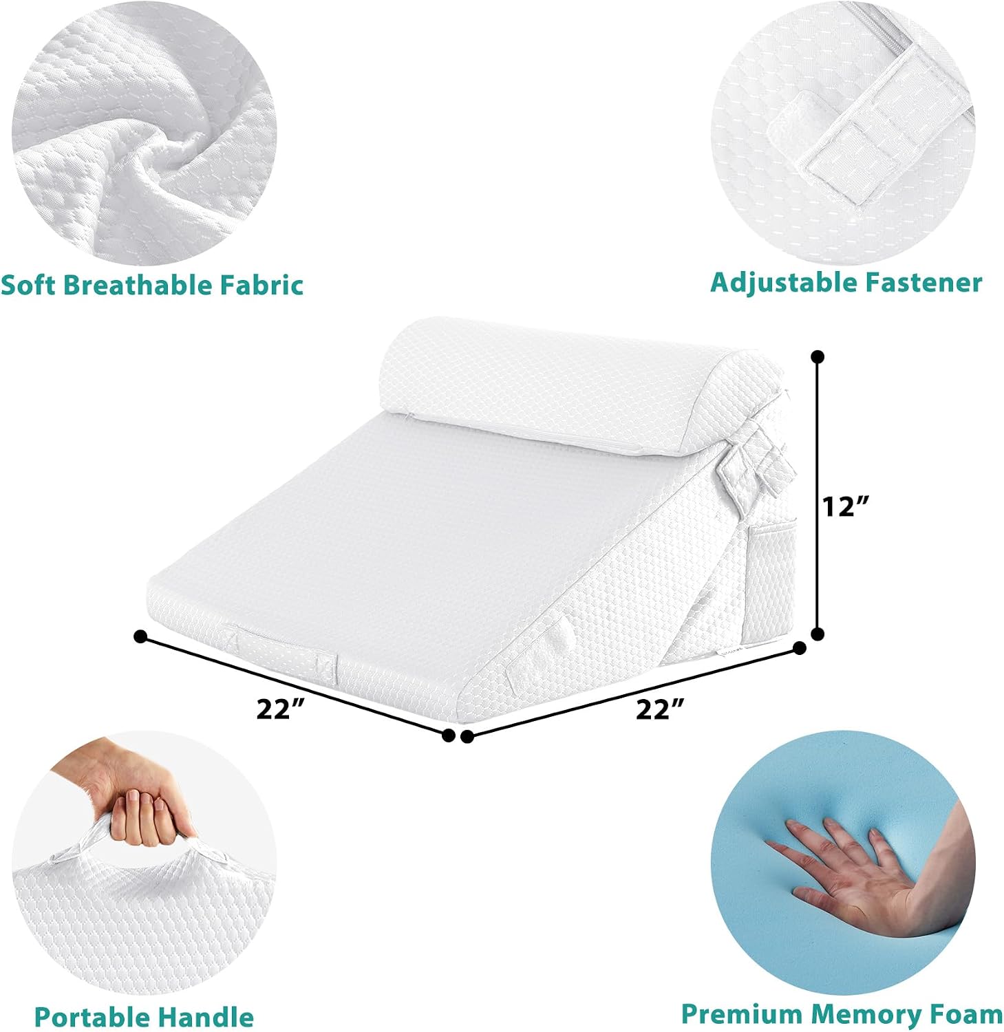 Bedluxe 3Pcs Orthopedic Bed Wedge Pillow Set, Foam Wedge Pillow Post Surgery for Back, Leg and Knee Support, Adjustable 9&12 Inch Folding T…