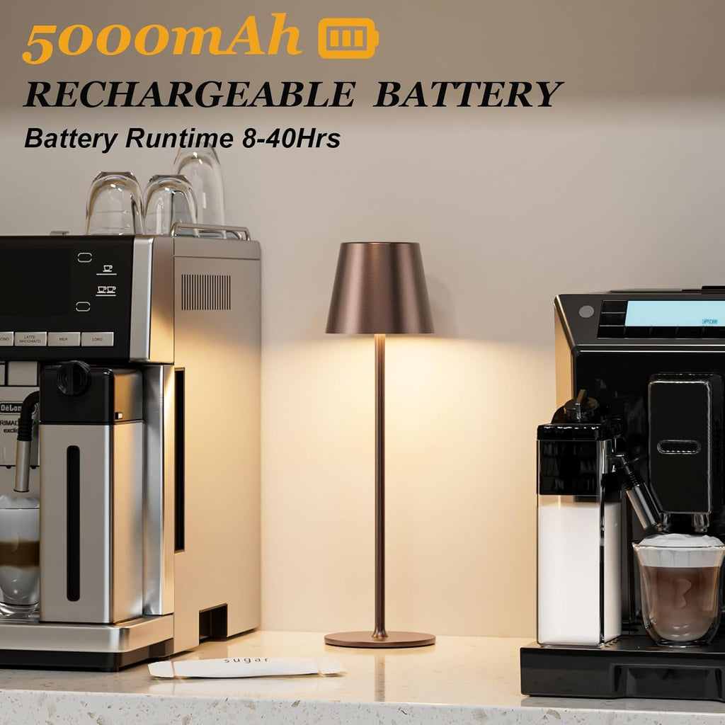 Cordless Table Lamp Rechargeable Brown - KK 2 Pack 5000mAH Battery Operated Lamp for Counter, 3 Color Stepless Dimming Wireless Lamp for…