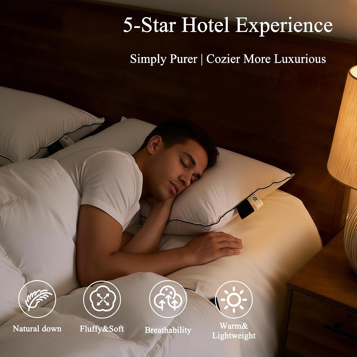 Bed Pillows, Luxury Hotel Collection White Premium Down Pillow for Sleeping, 650 Fill Power,100% Cotton Fabric, Soft Support, Down…