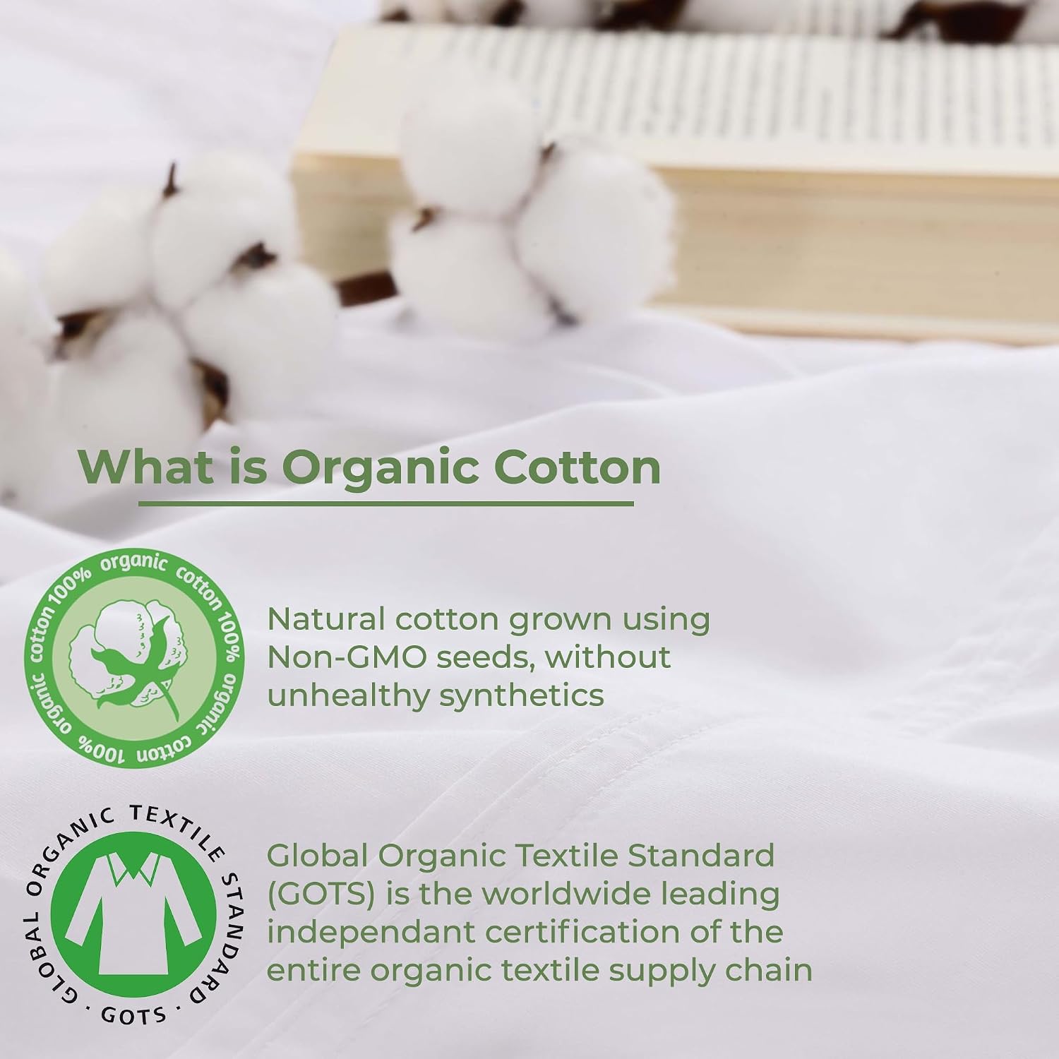 Superior Organic Cotton 300 Thread Count Fitted Sheet, Deep Pocket Fitted Sheet, Percale Weave, Cute Bedding Decor, Basic Bedsheets, Neutra…