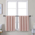 Simplebrand Ava Blush Short 24 Inches Blackout Curtain 2 Panels Set, Half Window Rod Pocket Privacy Curtain Tiers for Kitchen, Curtains Bla…