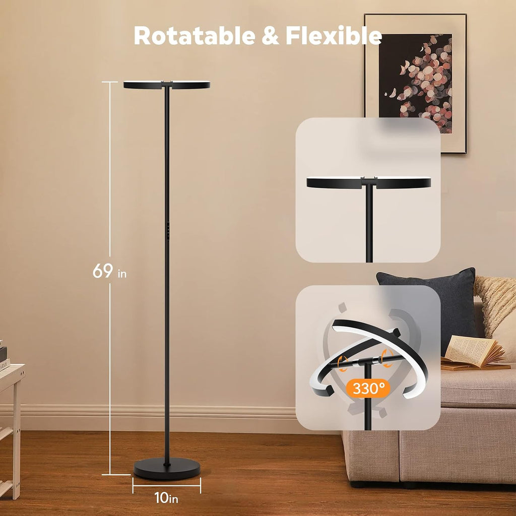 SIBRILLE RGBCW Floor Lamp, Color Changing Standing Lamp, Modern Stepless Dimmable LED Floor Light Tall Lamp with Remote Control, 20W…