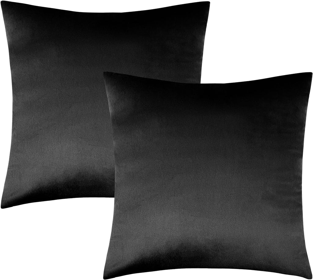 Edegen Edegen Black Velvet Throw Pillow Covers 18x18 Inch Pack of 2 Soft Decorative Square Cushion Covers Modern Luxury Home Decor f…