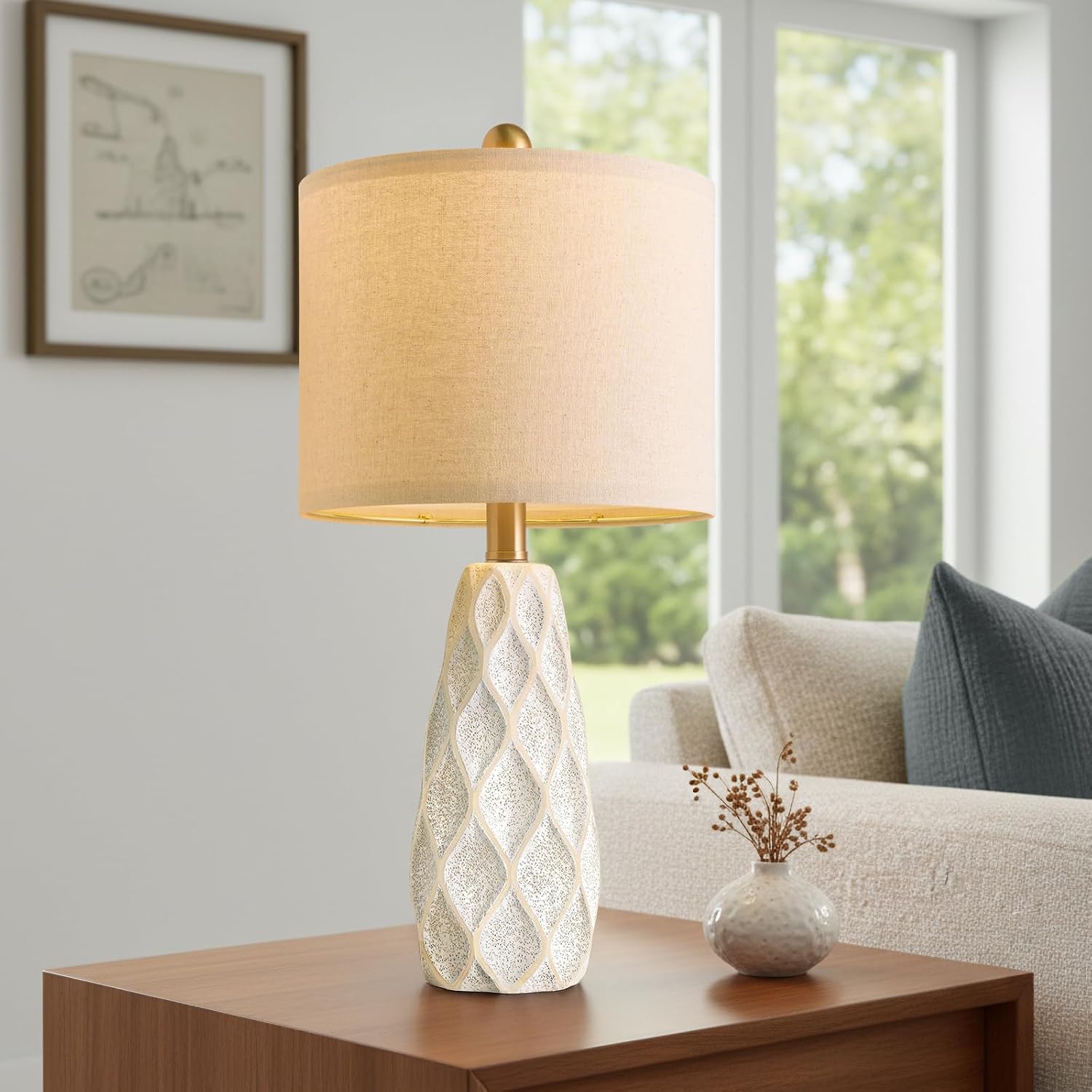20.75" Small Table Lamps for Living Room Bedroom Lamps Set of 2 Ceramic Modern Boho Bedside Lamps Night Stands Farmhouse Vintage…