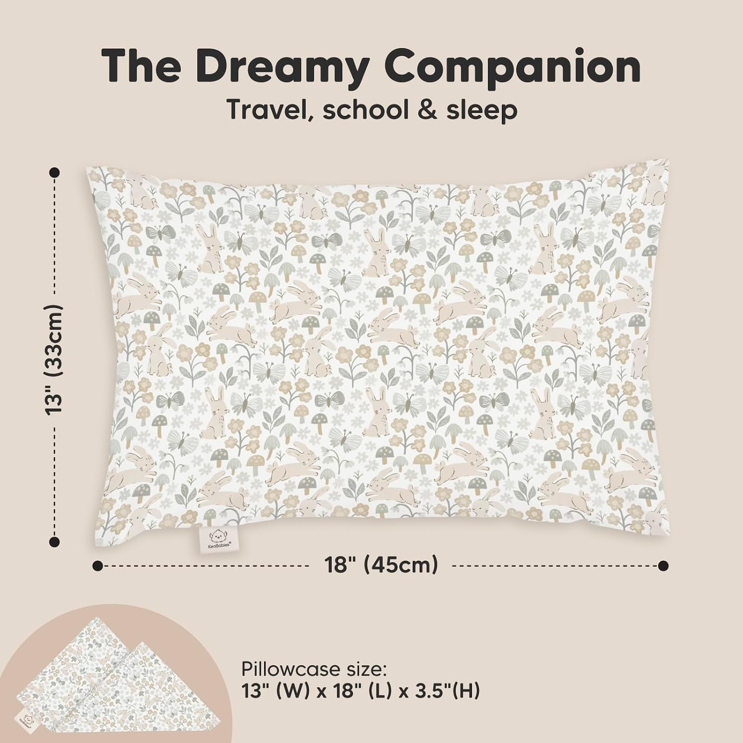 Toddler Pillow with Pillowcase - 13x18 My Little Dreamy Kids Travel Bed Pillows for Sleeping, Organic Cotton Small Pillowcase, Soft &…