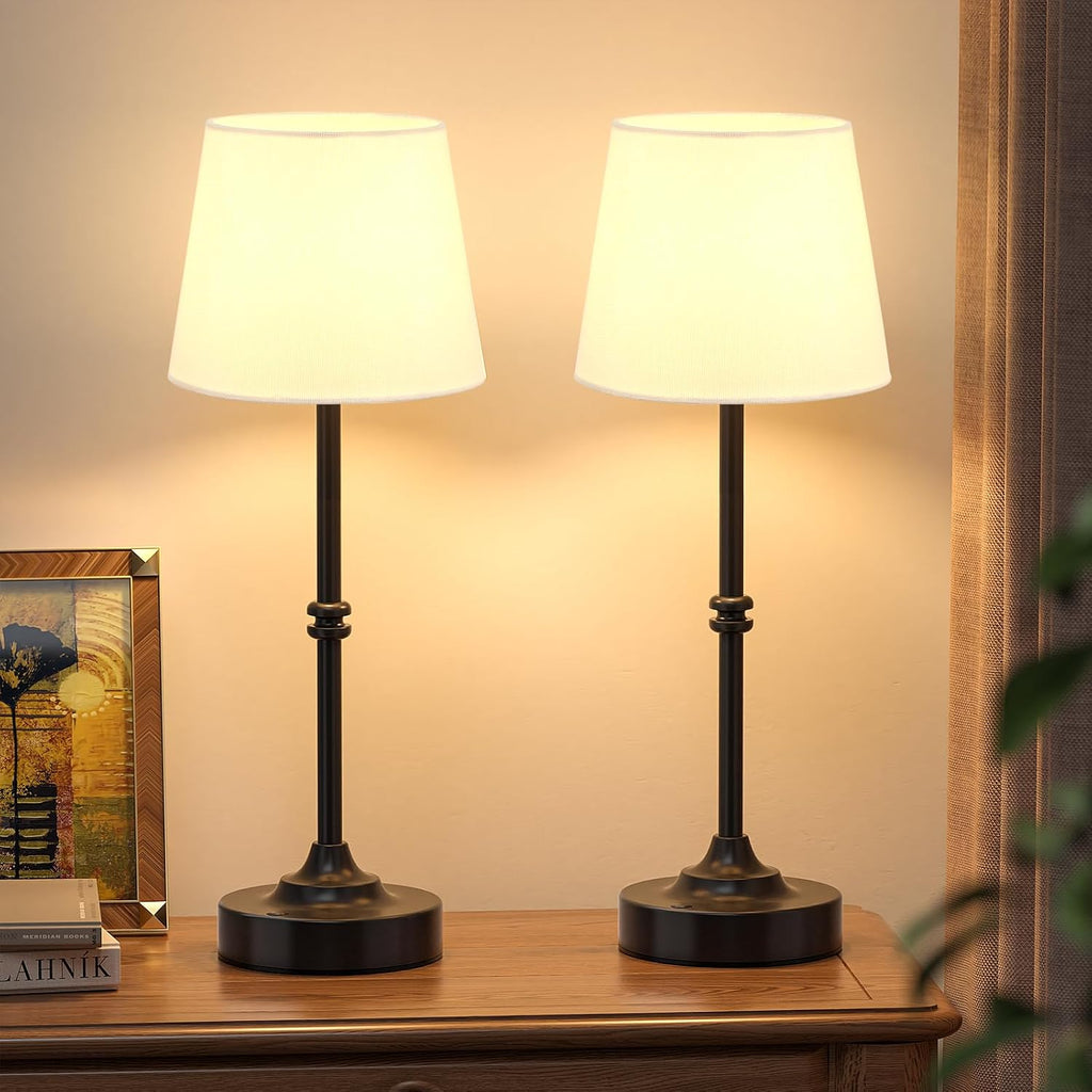 Kakanuo Rechargeable Cordless Table Lamp Black - 2 Pack 4000mAh Battery Operated Lamp, 3000K Warm Light, Touch Control Stepless Dimming…