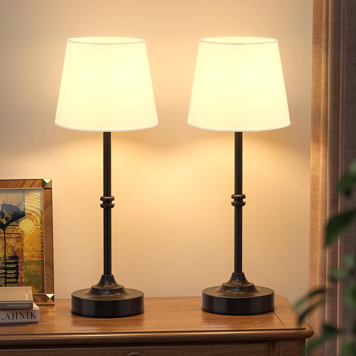 Kakanuo Rechargeable Cordless Table Lamp Black - 2 Pack 4000mAh Battery Operated Lamp, 3000K Warm Light, Touch Control Stepless Dimming…