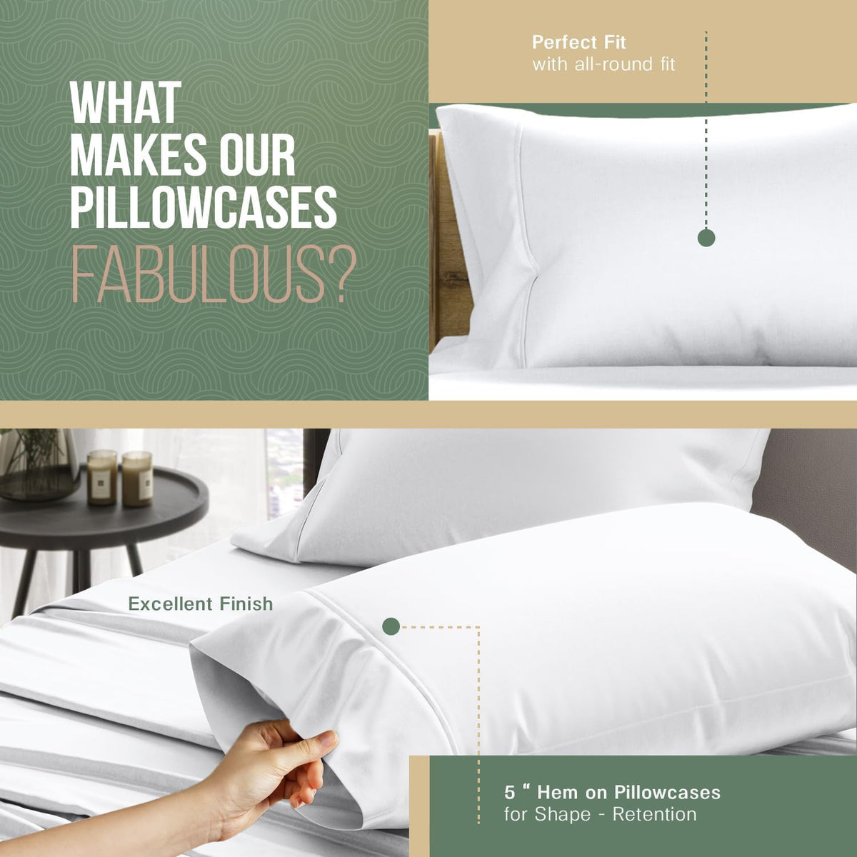 TEXAS LINEN CO. 100% Organic Cotton Percale Pillow Cases Standard/Queen Size Set of 2 - Percale Pillowcases Standard/Queen, Soft, Cooling…