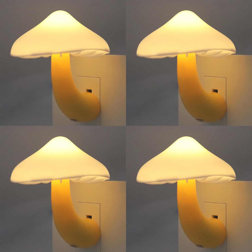 APAKI 4 Pack LED Mushroom Night Light Plug in Lamp, Light Sensor Night Lights Plug into Wall, Warm White Night Light for Adults Kids…