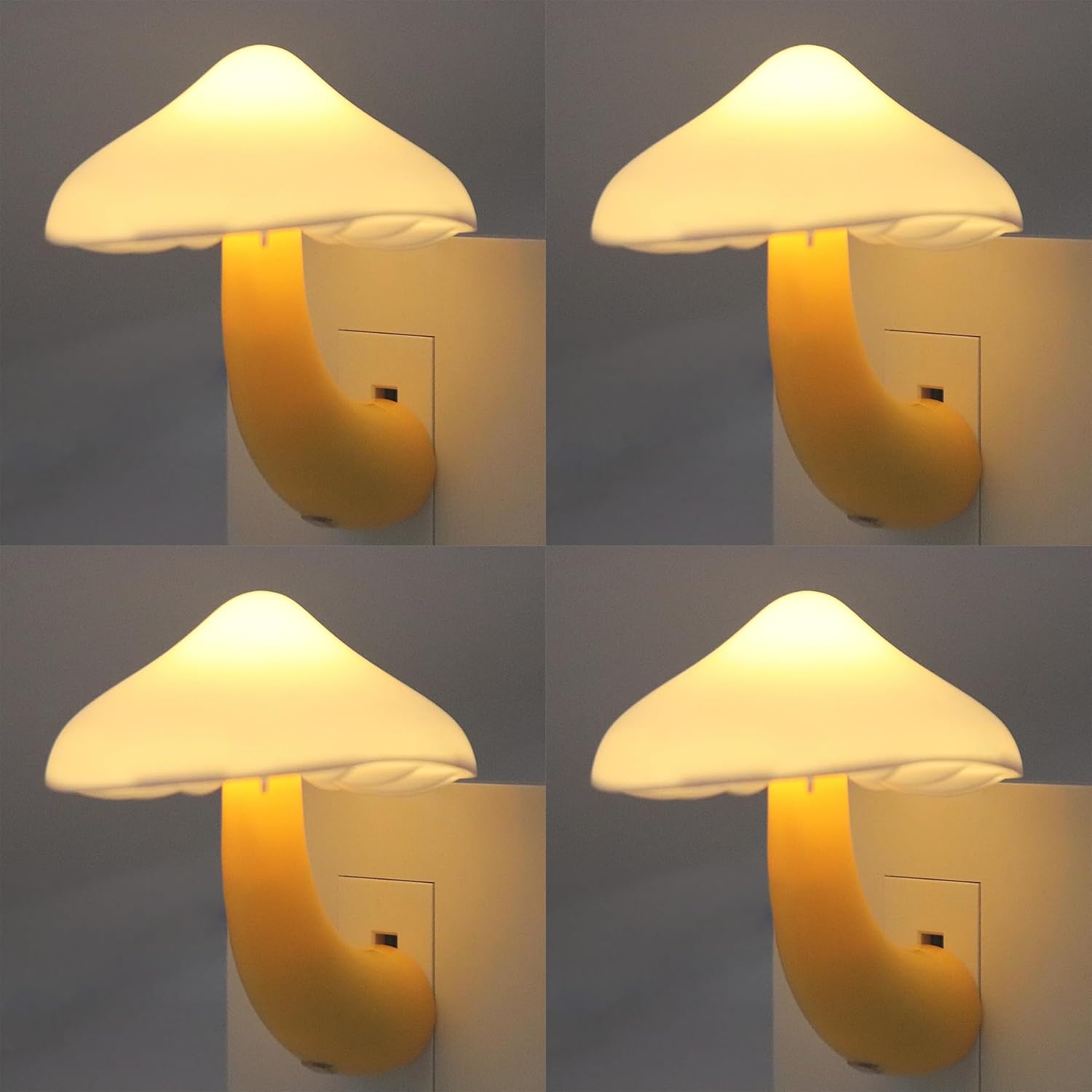 APAKI 4 Pack LED Mushroom Night Light Plug in Lamp, Light Sensor Night Lights Plug into Wall, Warm White Night Light for Adults Kids…