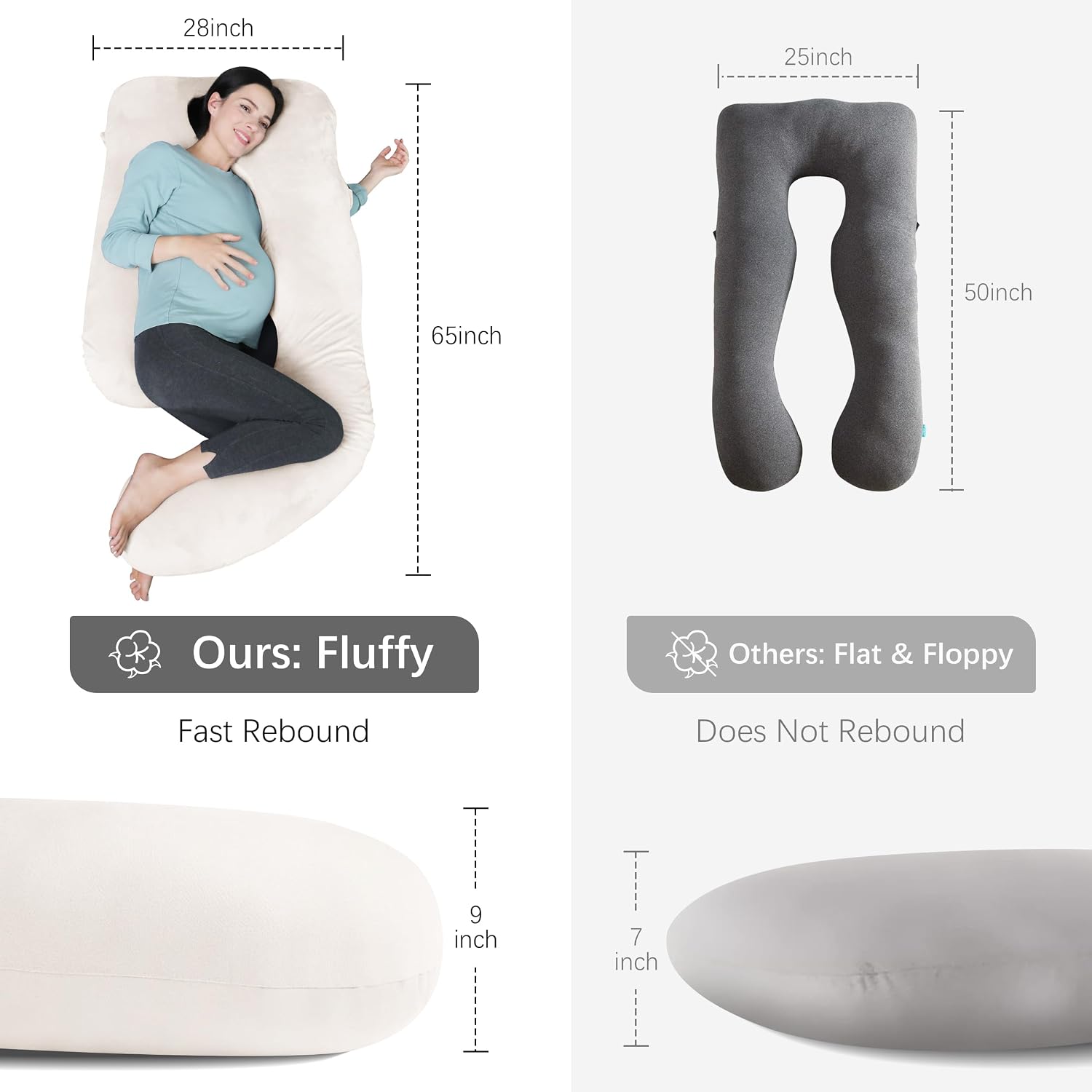 Moonpark MOON PARK Pregnancy Pillows for Sleeping - U Shaped Full Body Maternity Pillow with Removable Cover - Support for Back, Legs, Bell…