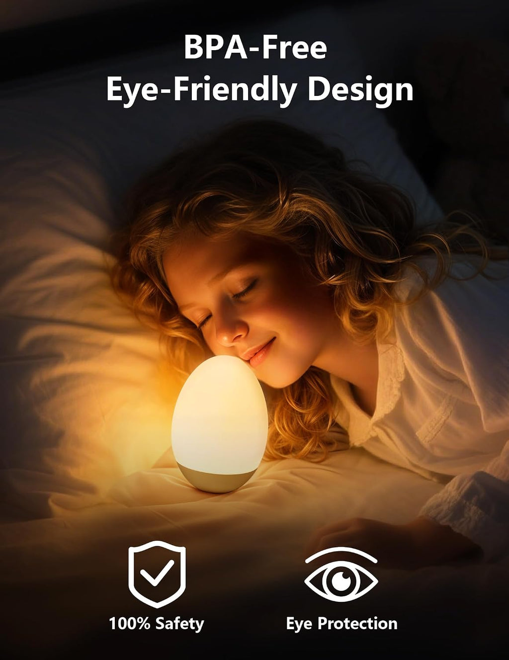 Nickluc Egg Night Light for Nursery: Baby Night Lights Tap Lamp Stepless Dimming with Warm White and 7 RGB Colors Rechargeable Portable for…