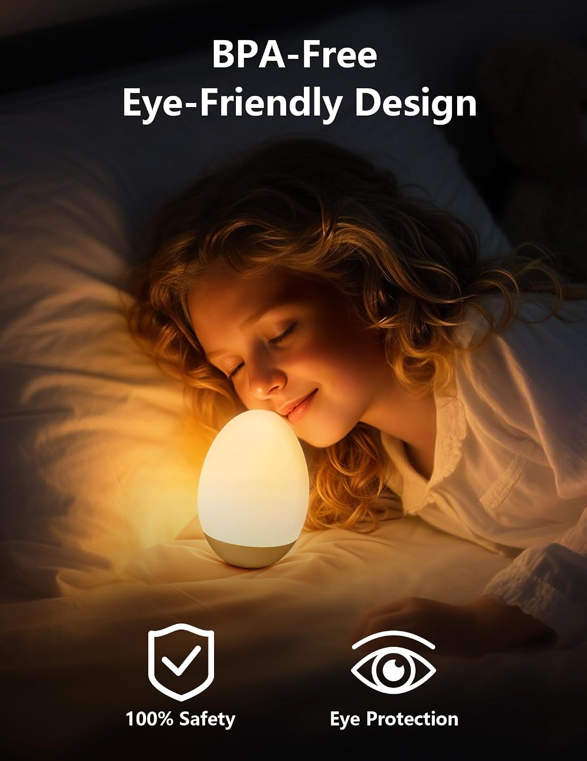 Nickluc Egg Night Light for Nursery: Baby Night Lights Tap Lamp Stepless Dimming with Warm White and 7 RGB Colors Rechargeable Portable for…