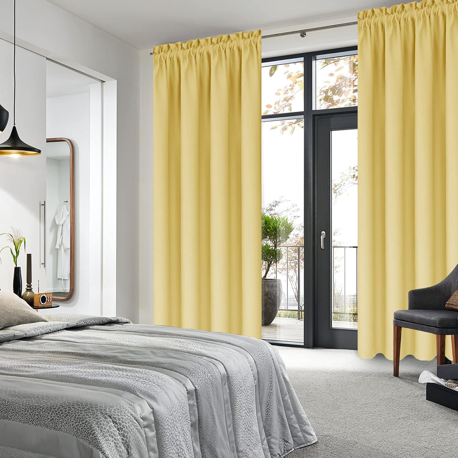 Dwcn Blackout Curtains for Bedroom – Rod Pocket Thermal Insulated Noise Reducing Noise Reducing Drapes for Living Room, W 42 x L 84 Inch, 2…