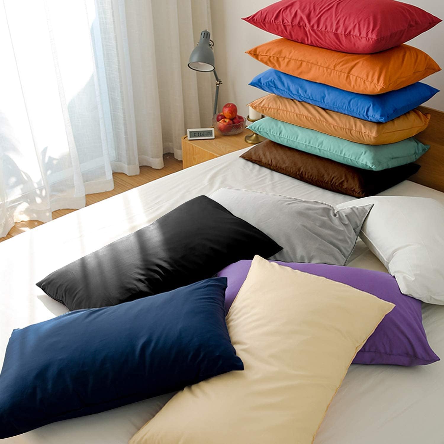 FLXXIE King Pillow Cases Set of 2, Soft Microfiber Pillow Covers with Envelope Closure, Wrinkle, Fade and Stain Resistant Pillowcases…
