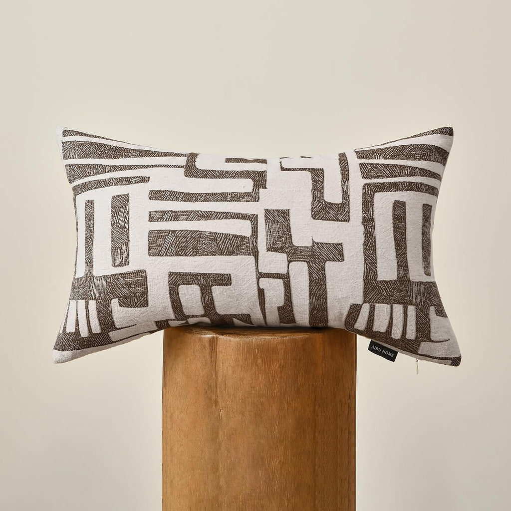 Lumbar Pillow Cushion Cover 20x12 Inch, Double-Sided Geometric Pattern Pillow Covers, Modern Designer Original Pillowcase for Sofa, Bed…