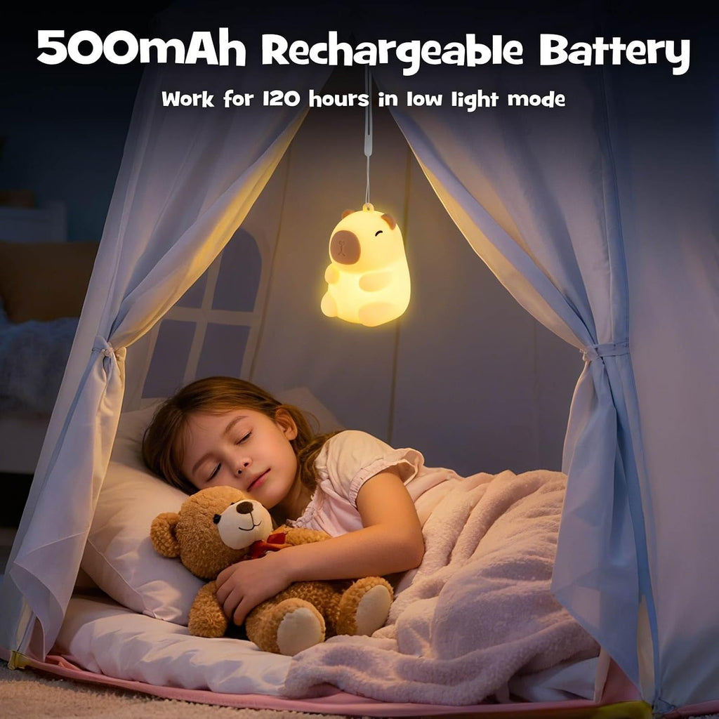 Squishy Christmas Capybara Night Light with RGB Modes Dimmable Nursery Breastfeeding Nightlight Hangable Cute Novelty Animal Lamp…