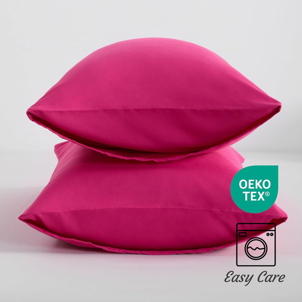Ntbay Standard Pillow Cases Set of 2, 2 Pack Brushed Microfiber 20x26 Pillow Cases, Soft, Wrinkle, Fade, Stain Resistant Magenta Pillow Cas…