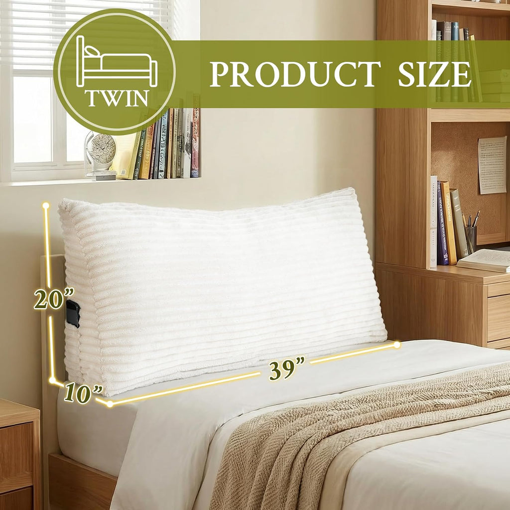 Zonamat Headboard Pillow Twin, Headboard Wedge Pillow, Back Rest Pillows for Sitting, Reading, Working, Triangle Pillow with Removable Cove…
