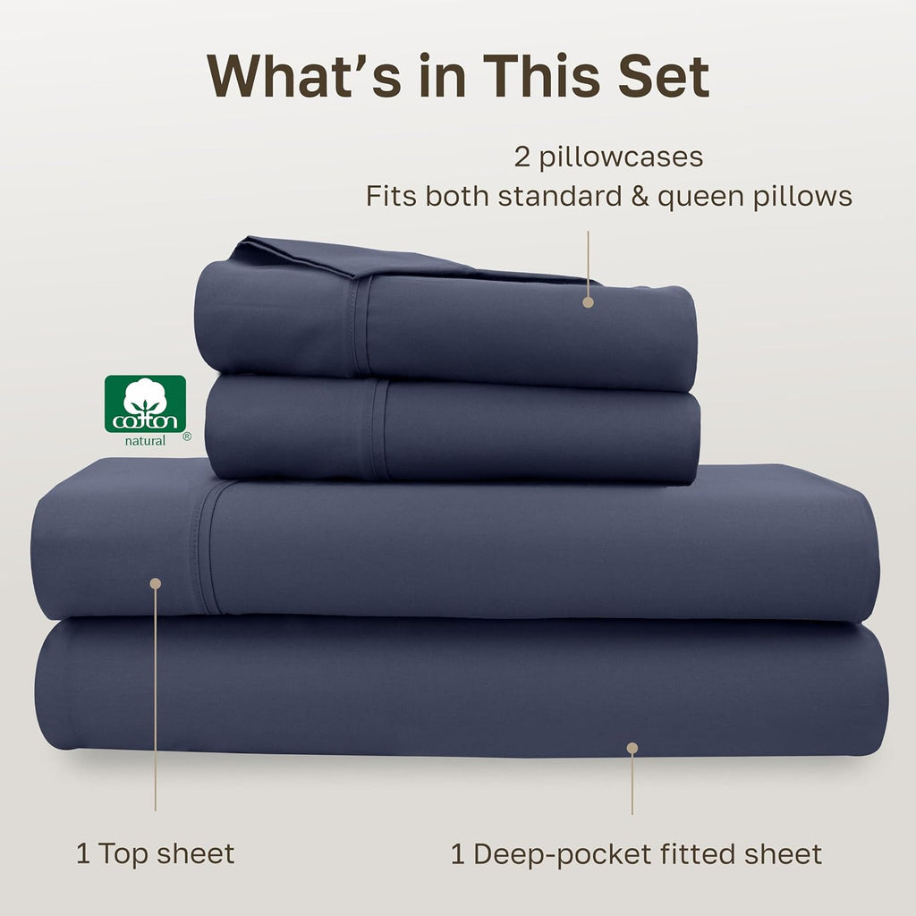 CaliforniaDesignDen California Design Den Soft 100% Cotton Queen Size Bed Sheets Set, 400 TC Good Housekeeping Award Winner, Smooth Sateen…