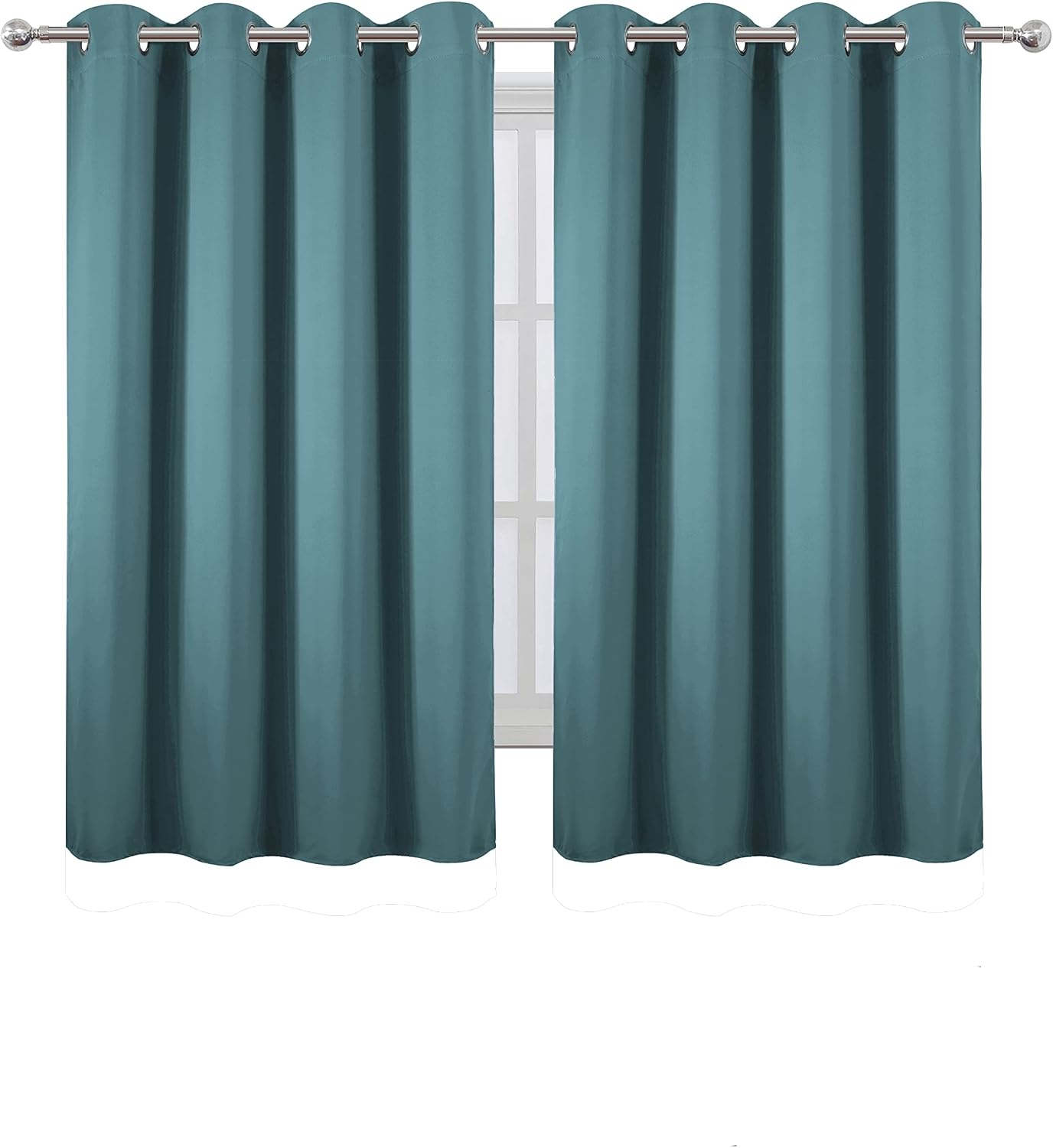 Lemomo Sea Teal Thermal Blackout Curtains/52 x 54 Inch/Set of 2 Panels Room Darkening Curtains for Bedroom 54 Inch silver