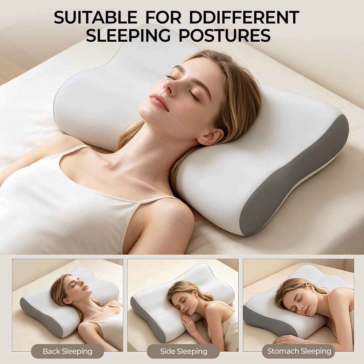 Polovo Cervical Neck Pillow for - Ergonomic Side Sleeper Pillow for Deep Sleep, Contour Memory Foam Pillows for Sleeping Bed Pillow for Sid…