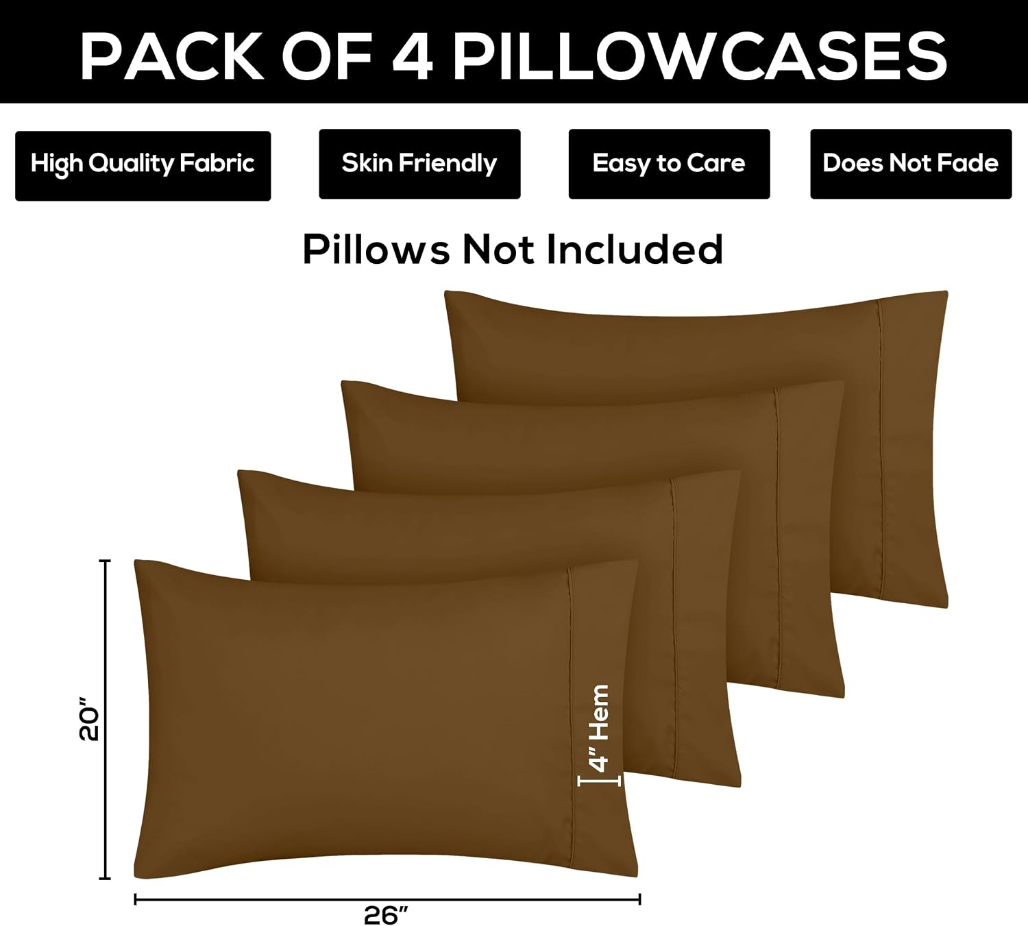 Utopiabedding Utopia Bedding Standard Pillow Cases - 4 Pack - Envelope Closure - Soft Brushed Microfiber Fabric - Shrinkage and Fade Resist…