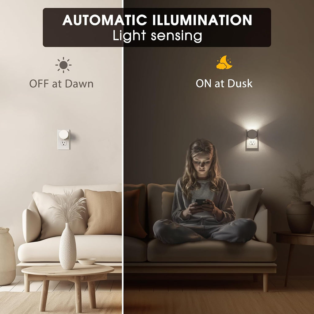 Briignite Night Light[2 Pack], Night Lights Plug into Wall, 3 Level Brightness Adjustable Plug in Night Light, Dusk to Dawn Sensor…