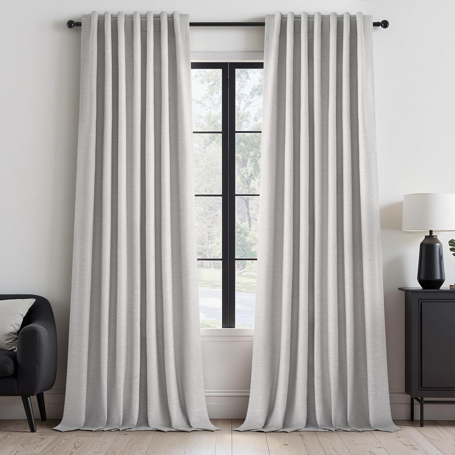 Topfinel Extra Long 120 Inch Blackout Curtains for Large Window Treatment Modern Farmhouse Linen Drapes Sound Proof Drapes Room Divider Ple…