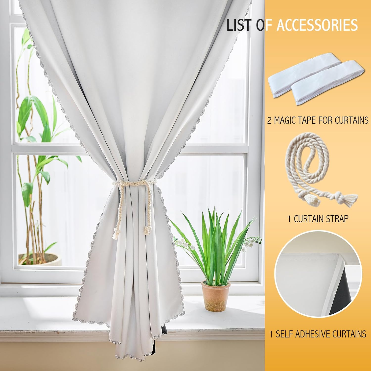 Jilron Magic Tape Stick on Portable Curtains for Windows, Bedroom Blackout Curtains for - Thermal Lnsulated No Drill Curtains Room Darkening…